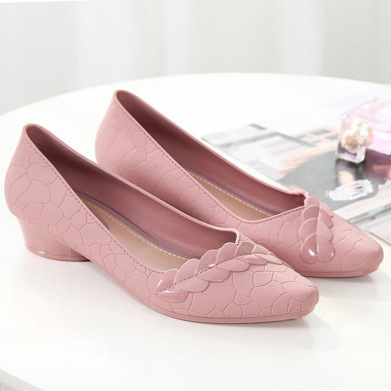 

Босоножки Baotou на массивном каблуке, универсальные, с низким вырезом, желейные - женские летние туфли на среднем каблуке, мягкие, нескользящие 39 розовый