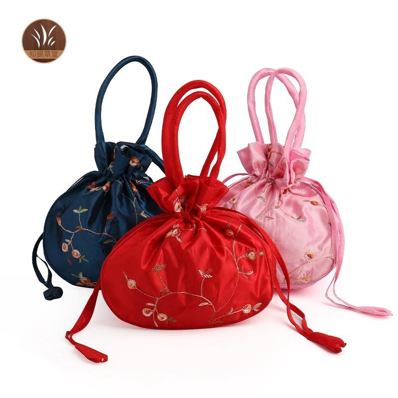 Unsichtbare Tragetasche Retro Kordelzug Stickerei Rucksack Schmuck Zugbeutel Schmuckring Leere Tasche Aufbewahrungstasche
