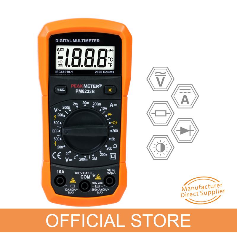 PEAKMETER PM8233B Pocket Size LCD Display Digital Multimeter AC/DC Voltage Tester with Backlit