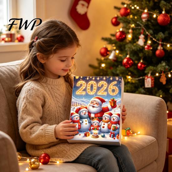 Interactive Holiday Game Christmas Advent Calendar 2026, Snowman 24 Day Countdown Box with Acrylic Hanging Pendants, Festive Tree Decor, Gift for Kids