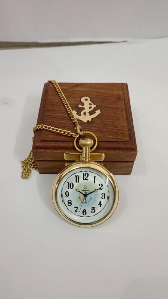 Nautical Antique Brass Pocket Watch with Box Gift For Occassion