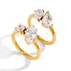 Yori White Cubic Zircon Gold Color Ring for Women Stainless Steel Elegant Fashion Finger Jewelry Accessories Gift Resistant