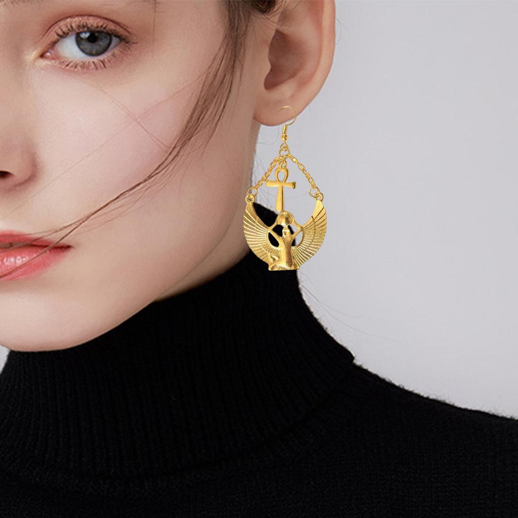 Ancient Egypt Style Earrings Featuring Egyptian Goddess Pattern Design Perfect for Cultural Enthusiasts and Daily Wear