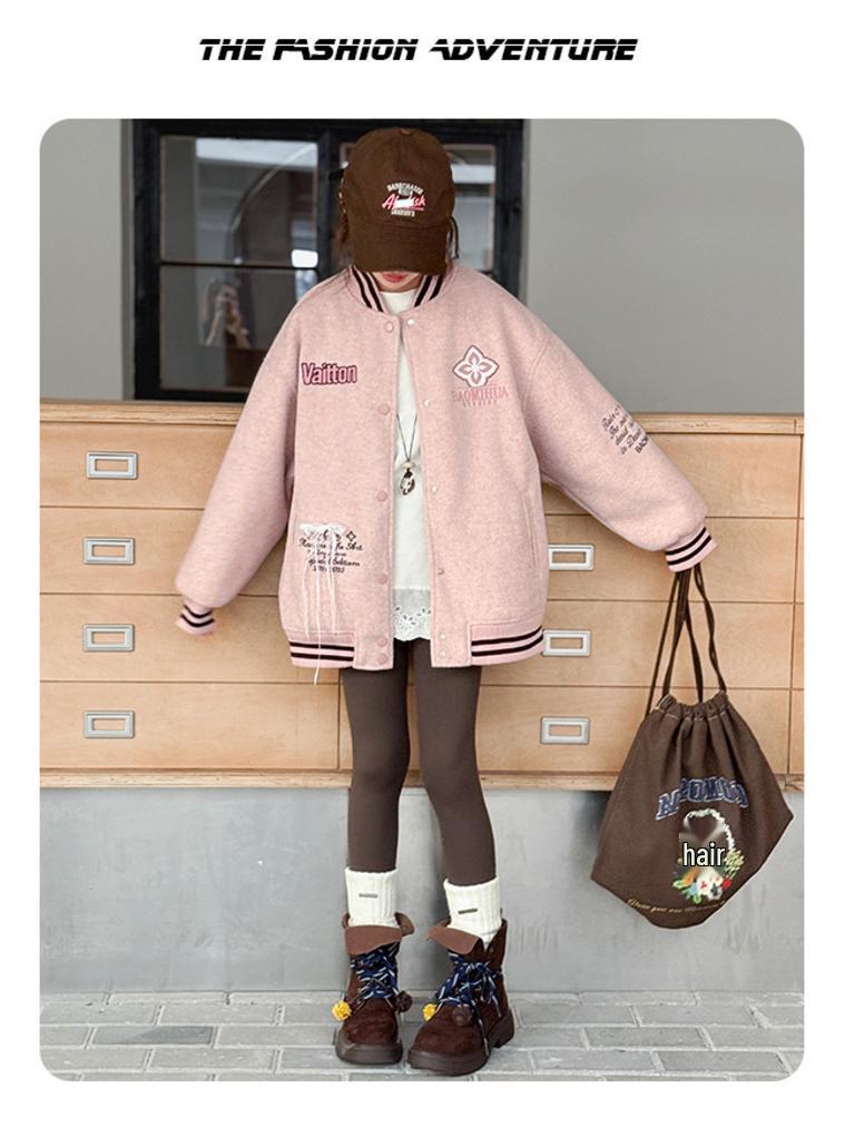 2025 Mädchen Rosa Langarm Stilvolle Herbstjacke