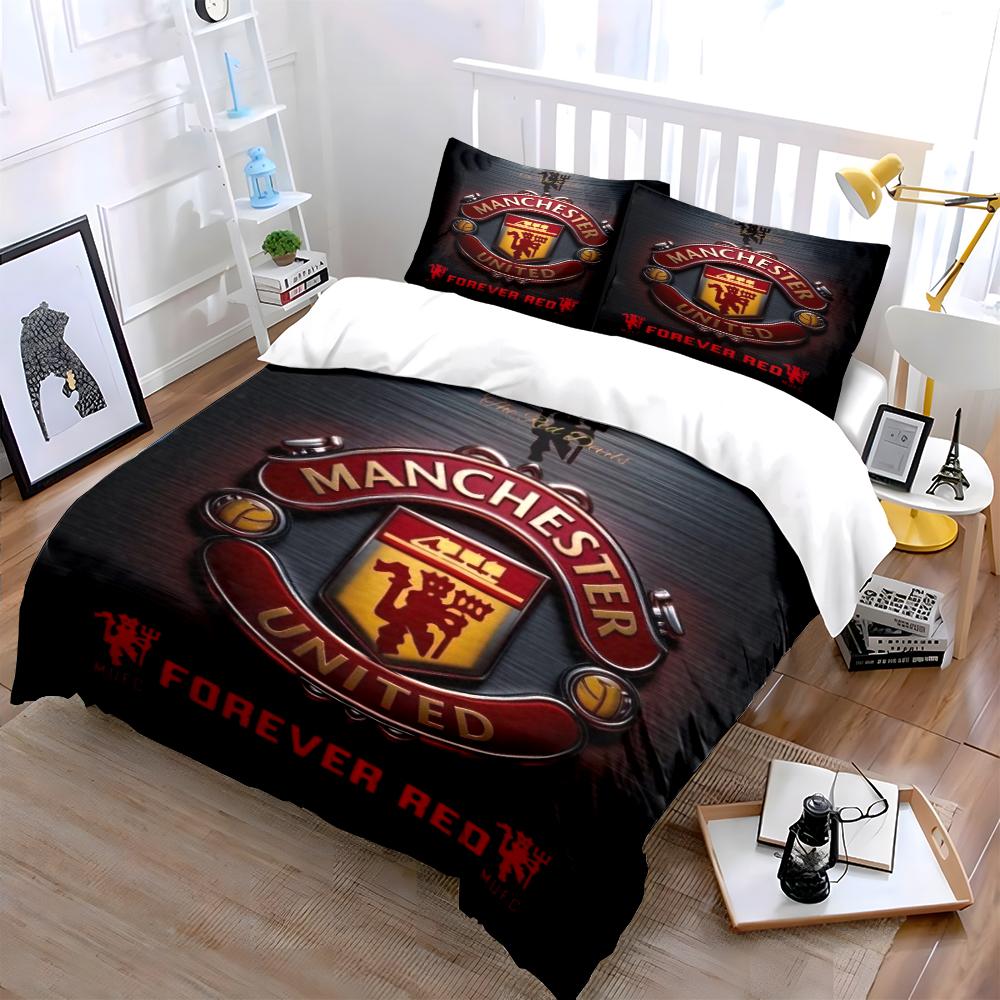 Manchester United Bedding Set Bedding Duvet Cover Set Duvet Cover Pillowcases Home Decor (1 * Duvet Cover 2 * Pillowcases, Without Duvet Insert)