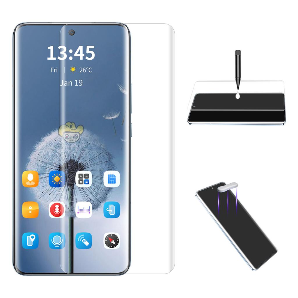 ENKAY HAT PRINCE Für Realme GT5 Pro 5G Displayschutzfolie Vollklebend UV-Flüssigkeit Gebogene Folie, Unterstützt Fingerabdruckentsperrung