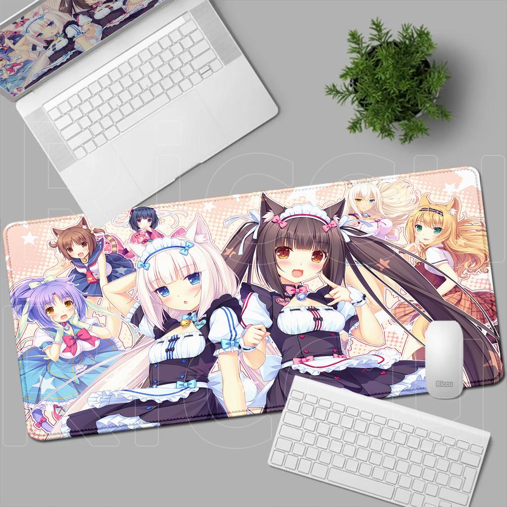 HD Anime Mousepad Cute Chocolate And Vanilla Natural Rubber Nonslip Keyboard Gaming Nekopara Extended Mat PC Office Accessories
