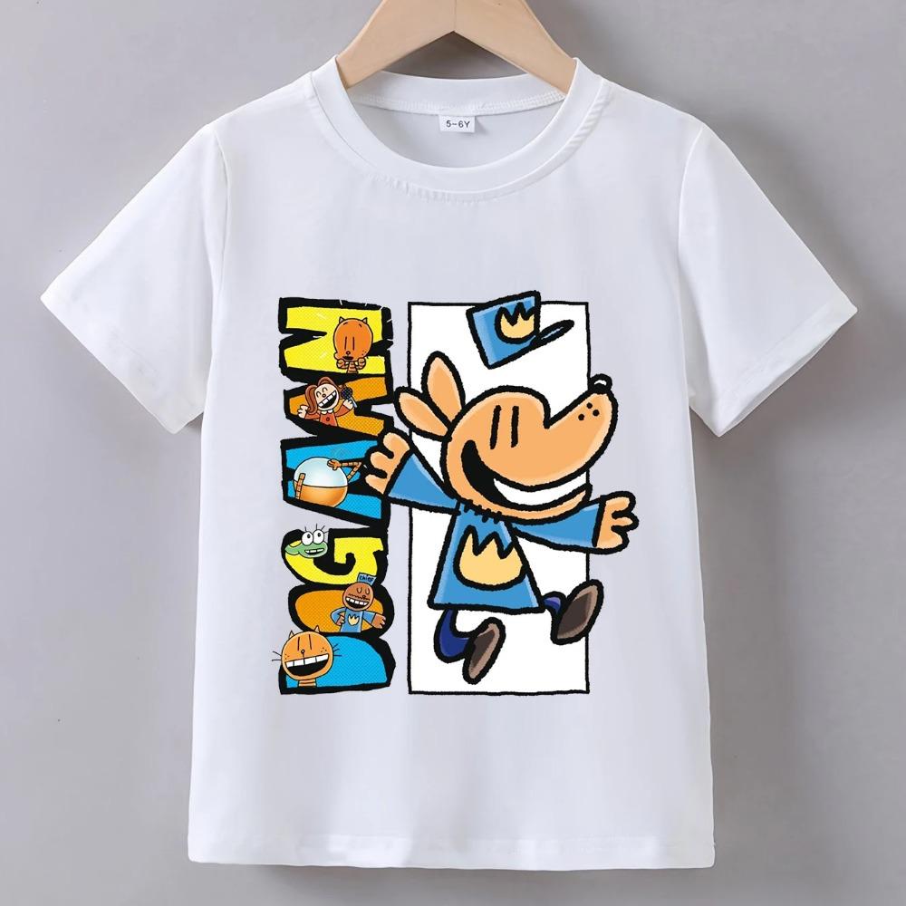 Dog Man Anime T-Shirt für Kinder Jungen Cartoon Sommer Kurzarm T-Shirt Dogman Oberteile Y2k Kleinkind Mädchen T-Shirts Camiseta Kinderkleidung
