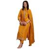 ANNI DESIGNER Women' Rayon Blend Straight Embroidered Kurta with Pant & Dupatta (LIKHA Yellow Yellow XXLarge)