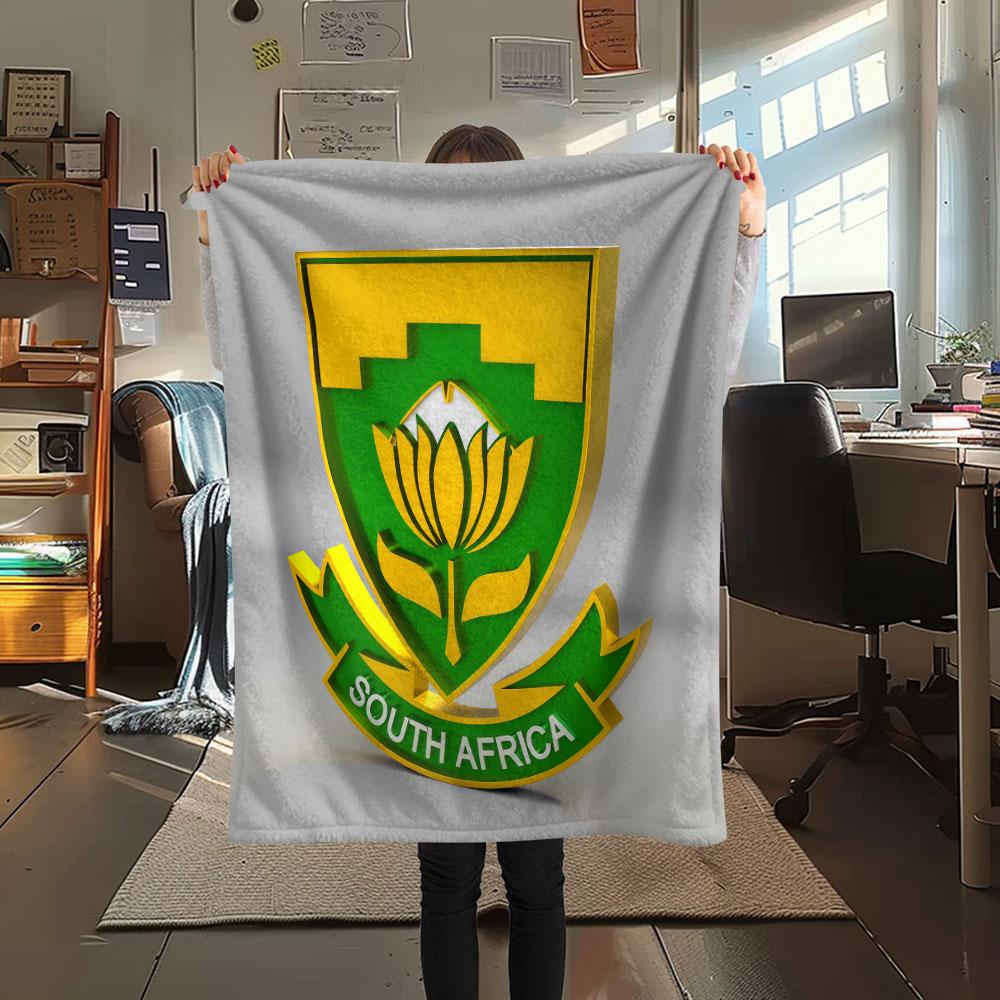South Africa national football Printed Flannel Blanket, soft throw for bedroom sofa, washable,soccer fan merchandise, great gift.