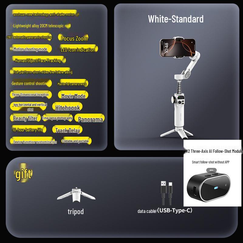 Oikawa Smart X2 Handheld Gimbal: Three-Axis Mobile Stabilizer with AI Tracking for Live Streaming