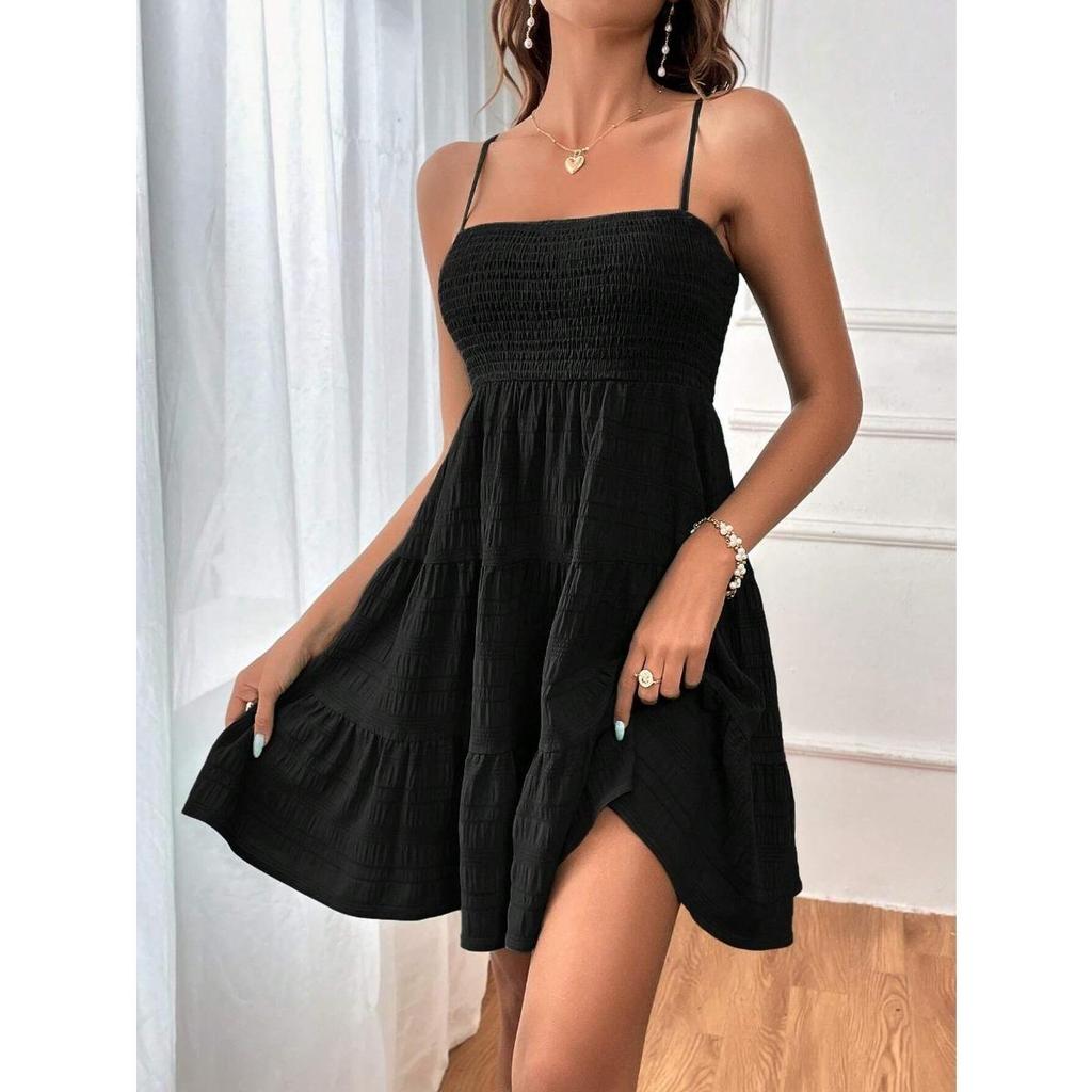 Women's Clothing, Summer New Styles, One Cut Collar, Slim Camisole, Solid Color, Versatile, Dress
