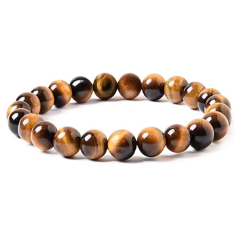 Obsidian & Tiger Eye Volcano Bracelet - Unisex Buddha Bead Jewelry for Couples and Students