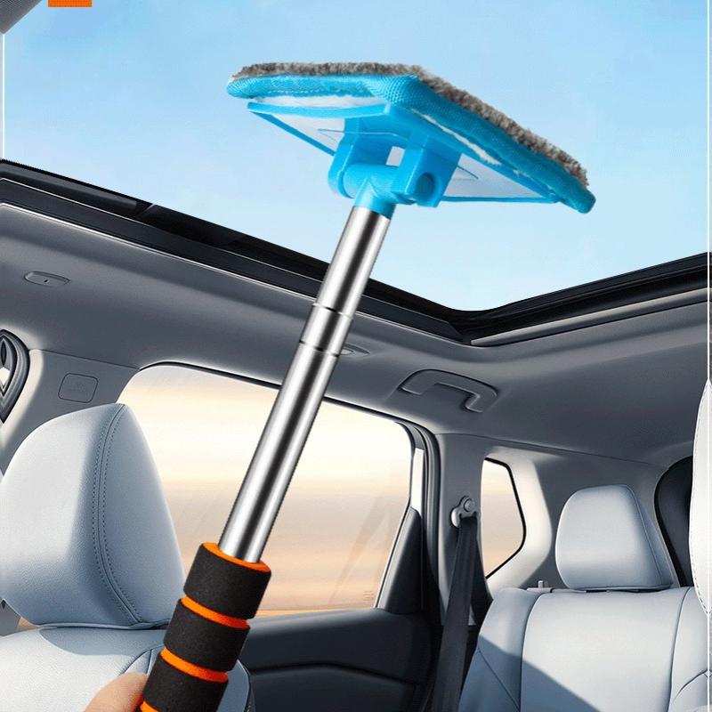 Car Windshield Glass Wiper Cleaner Telescopic 1 Set With Solid Metal Pole Auto Defogging Tool for Car Exterior Window Stain Removal