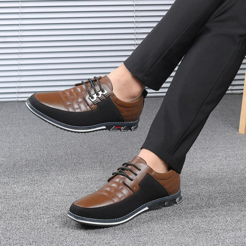 Men'S Casual Shoes Fashion Classic Men'S Pu Leather Shoes Hot Sale Breathable Business Lace-Up Men Shoes Men'S Casual Leather