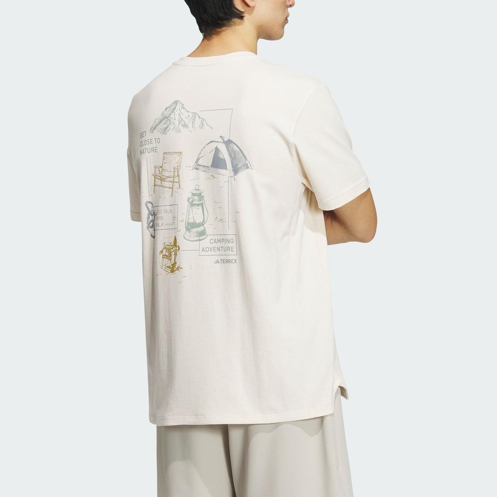 Adidas Outdoor Sports Printed Loose Crew Neck Short Sleeve T-Shirt Men Tops Undyed IW3905