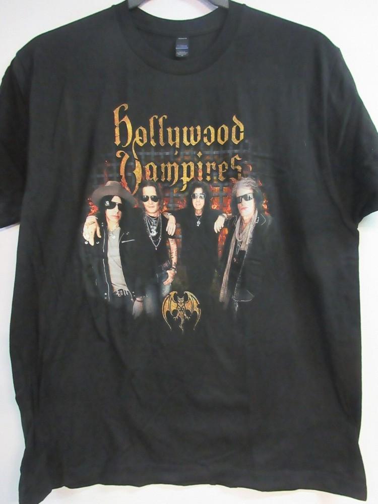 HOLLYWOOD VAMPIRES ОФИЦИАЛЬНЫЙ МЕРЧ ГРУППА КОНЦЕРТ МУЗЫКА ЭКСТРА БОЛЬШАЯ Унисекс Футболка XXXXL