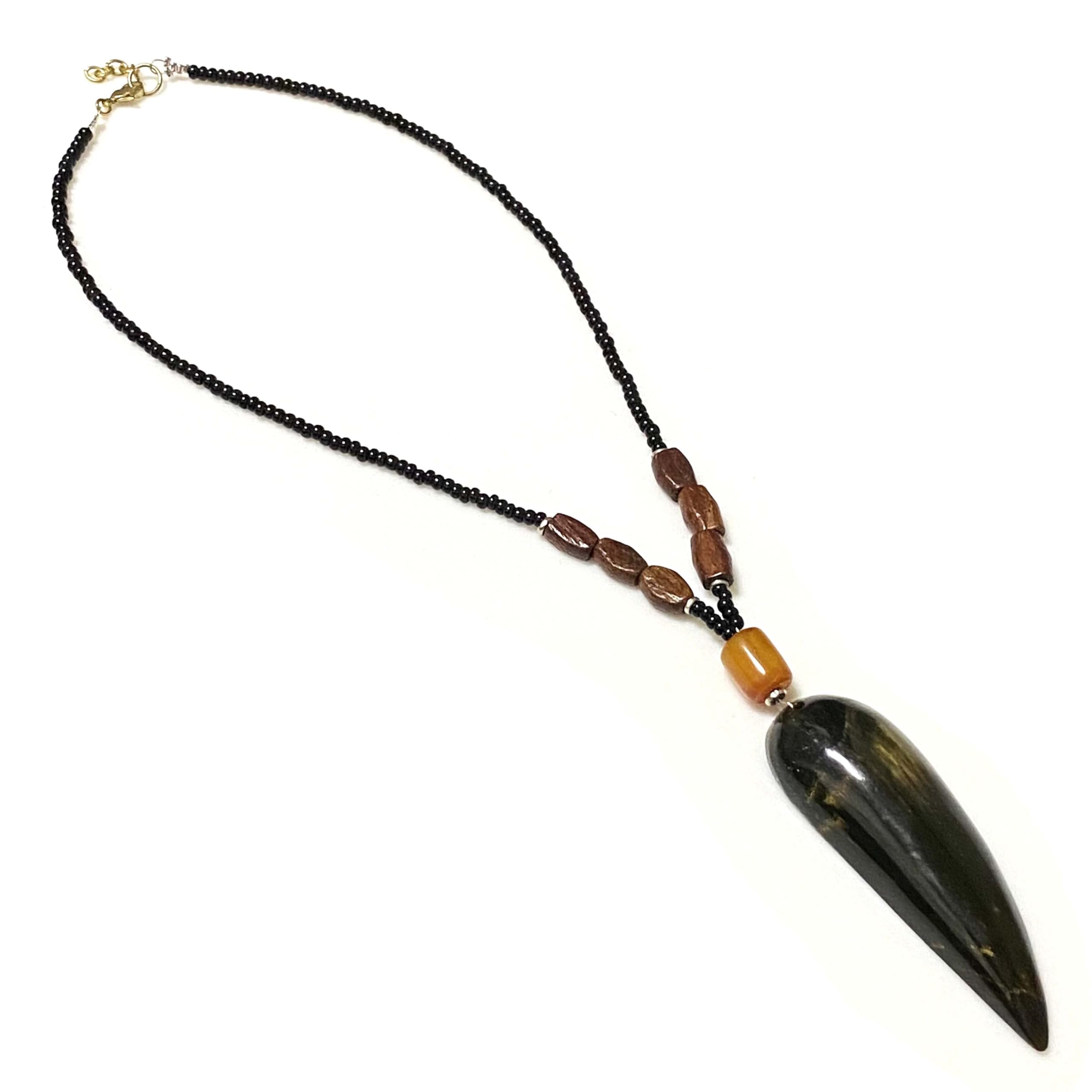 African Necklace, Made in Kenya, Cow Horn Necklace, African Ethnic Bead Necklace, 50cm, Tribal Fashion, Traditional Clothing, Reggae, Maasai, Cow