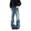 High Street Wide Leg Jeans Men's Washed Crease High Waist Loose and Skinny Versatile Straight Floor Pants Men's