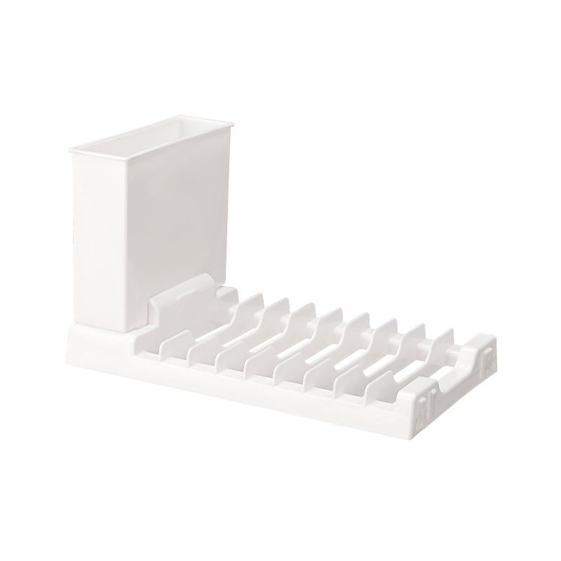 Japanese-style Foldable Bowl and Plate with Chopstick Holder and Drain Rack Storage Shelf