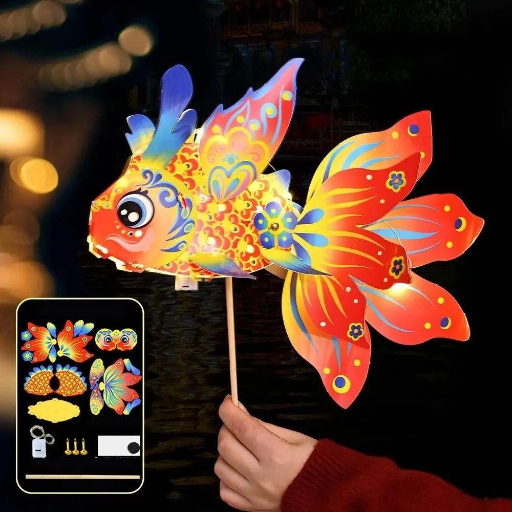 with LED Light Mid-Autumn Festival Lanterns Handheld DIY Festival Lanterns Kits  Blessing Ceremony
