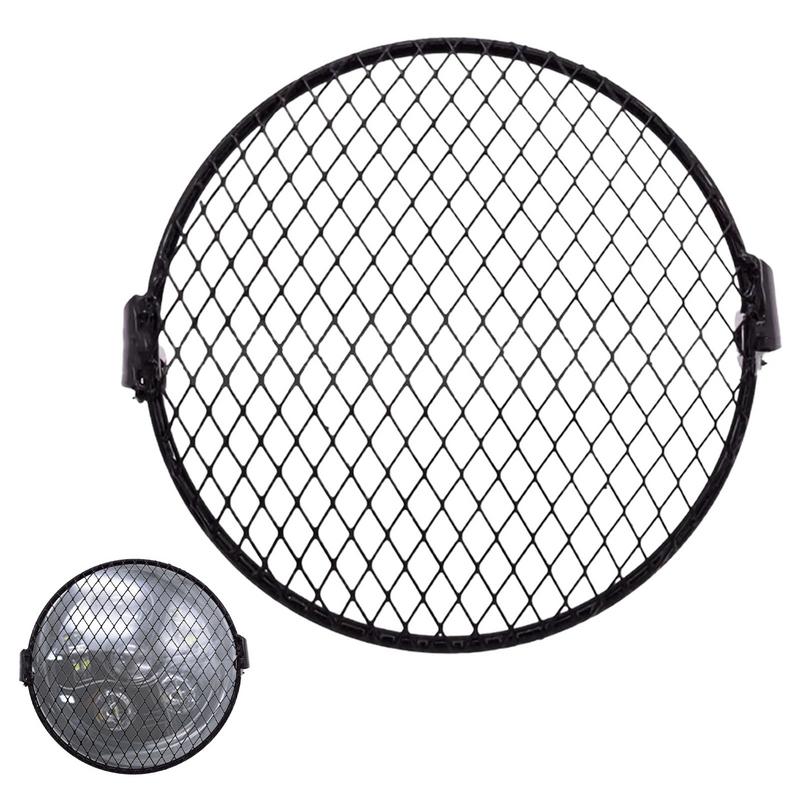 Motorcycle Headlight Grill Retro Mesh Grill Cover Round Motorbike Headlamp Guard Vintage Motorbike Decoration For 6.5Inch LED