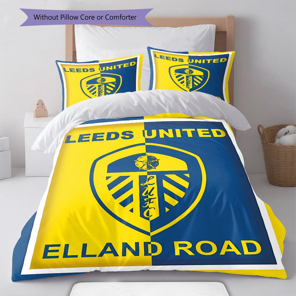 Leeds United F.C Pattern Bedding,Quilt Set Quilt Cover Pillowcase Home Birthday Gift(1 * duvet cover + 2 * pillowcase, without core)
