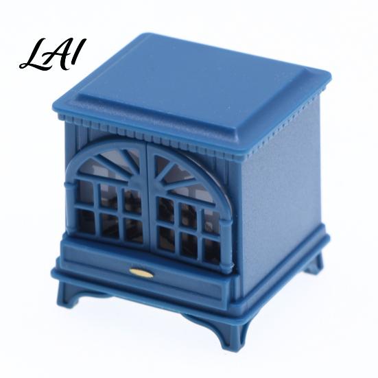 Tabletop Miniature Decor 1:12 Dollhouse Fireplace with LED Light Vintage Mini Stove Furniture Accessory 1 12 Scale Light Up Model for Doll