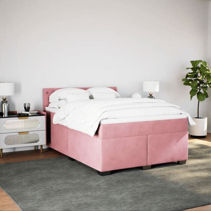 Maison Exclusive - Sommier à lattes de lit avec matelas Rose 140x190 cm Velours