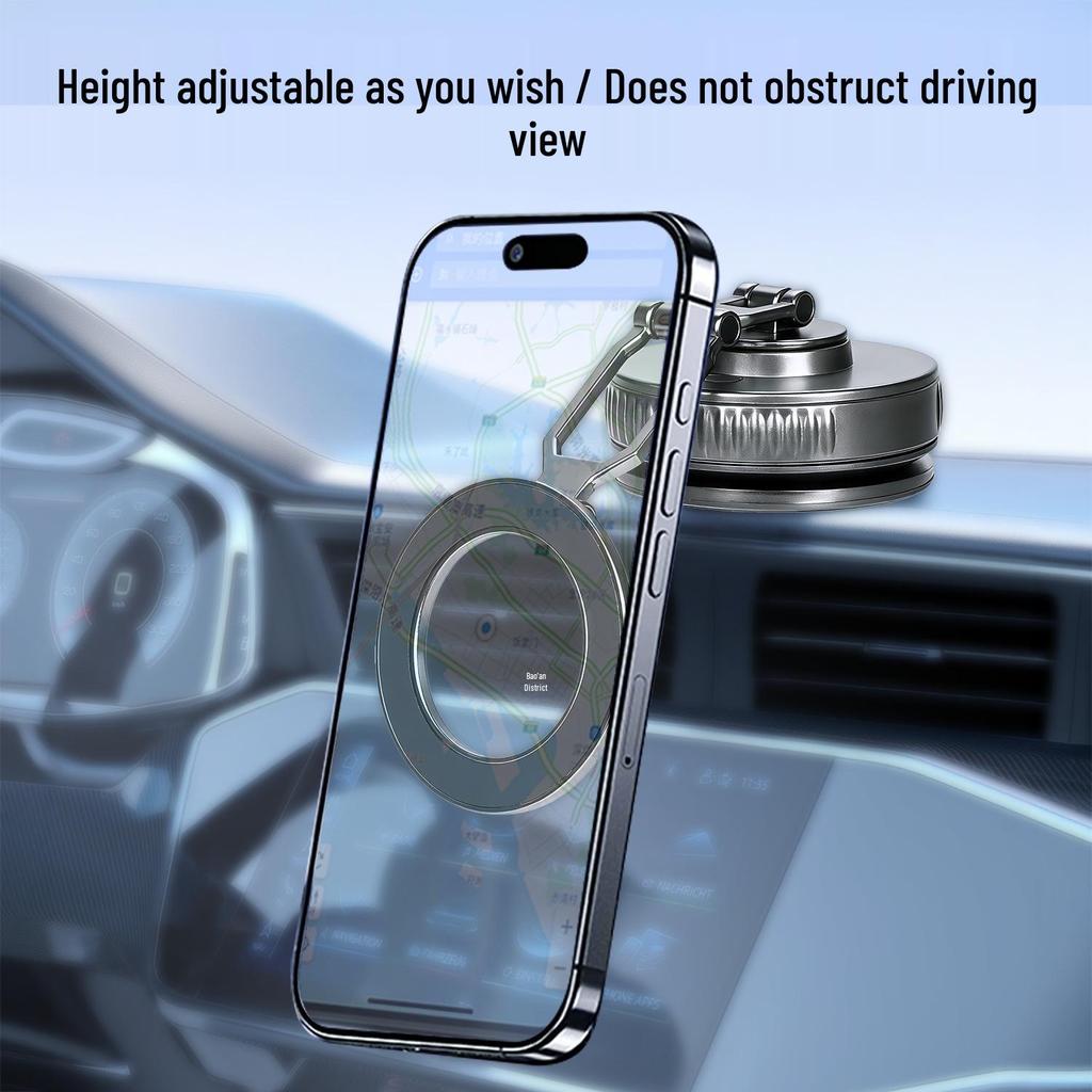 Universal Folding Magnetic Car Phone Holder with Rotating Vacuum Suction for In-Car Navigation