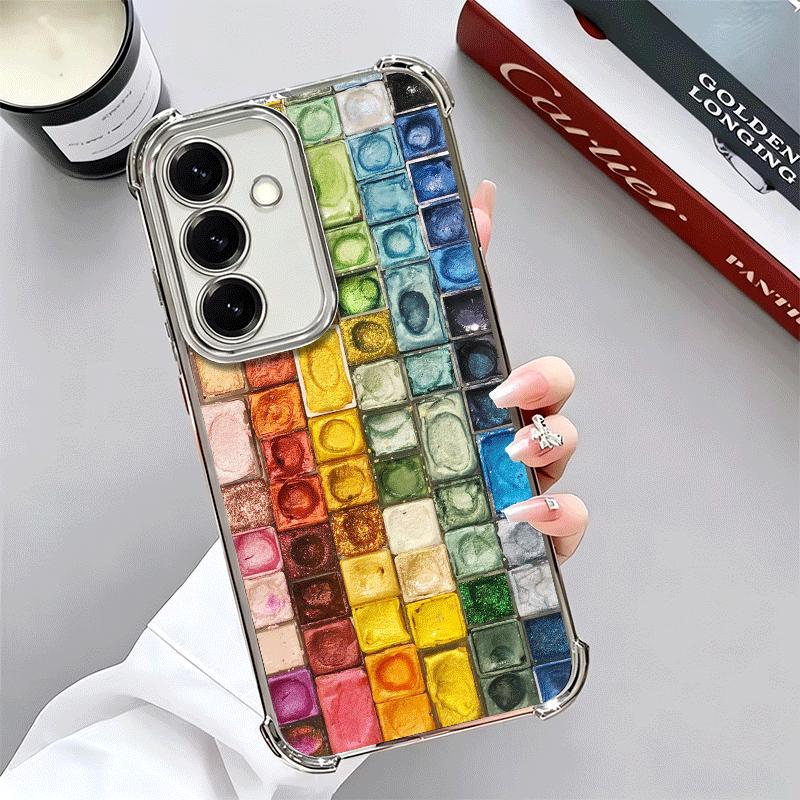 Watercolors Set Paint Palette Plating Phone Case For Samsung A17 A07 A37 A57 A16 A56 A15 A55 A14 A54 A13 A53 A26 A36 A25 A35 A24
