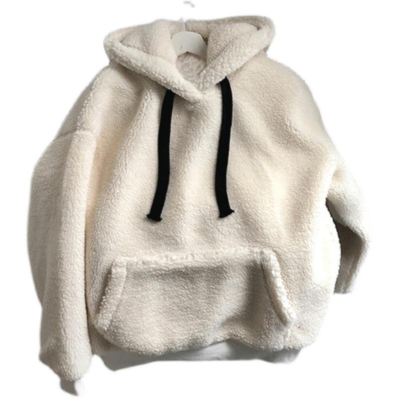 Sudadera con capucha para mujer, holgada, engrosada, corte holgado, jersey casual de manga larga, sudadera con forro polar