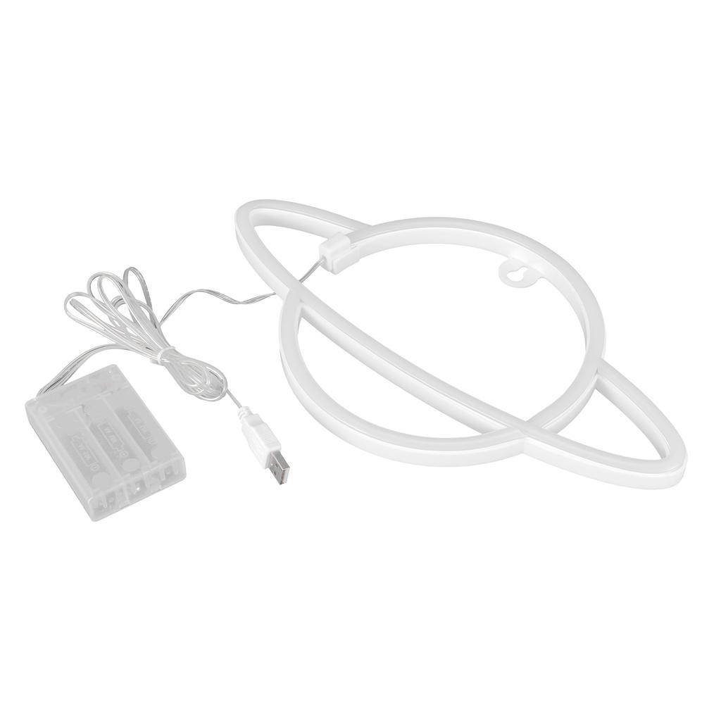 Neon Light Planet Shaped LED Lamp Ornament for Dormitory Bedroom Party Decoration(Blue and Pink