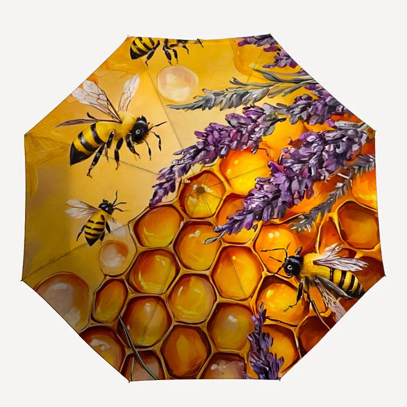

1pc Bee Honeycomb Umbrella That Opens Closes Automatically Perfect Gift with a Convenient Folding Mechanism 09