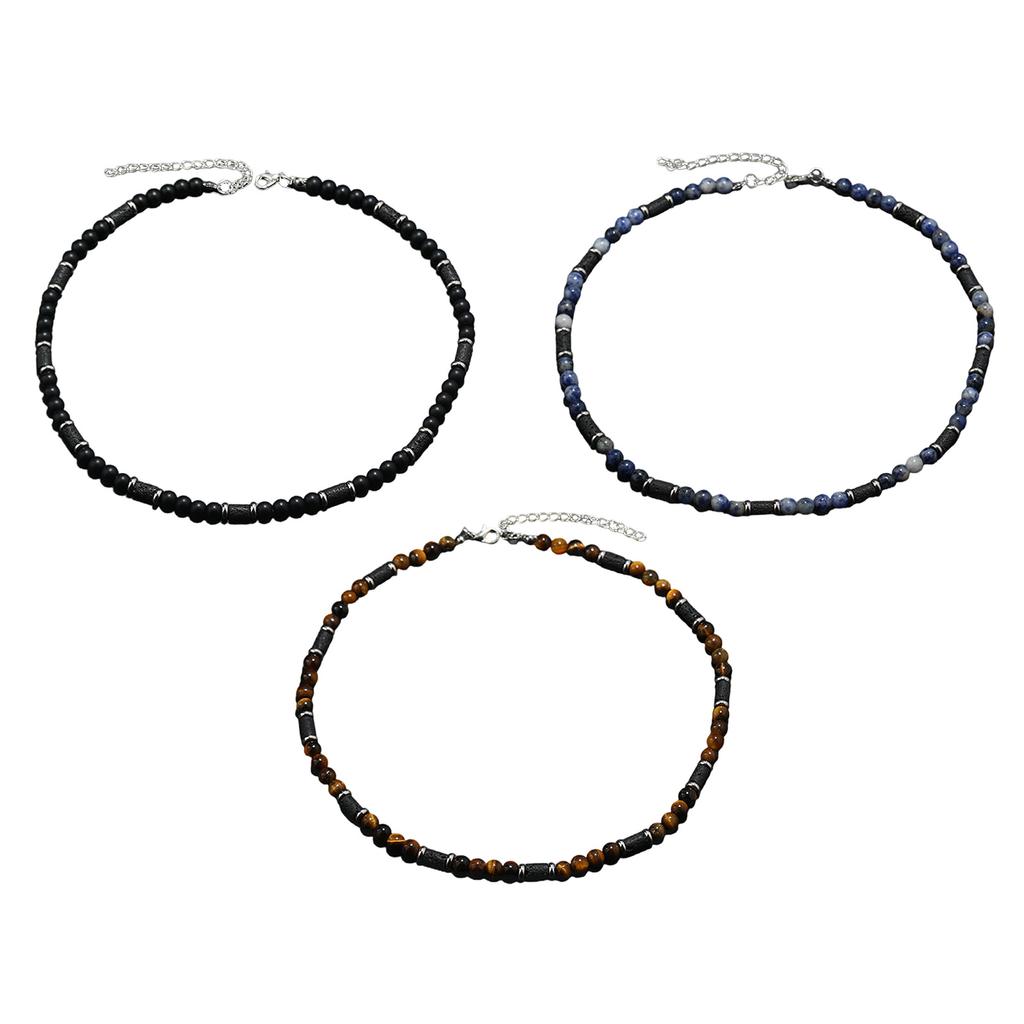 Handmade Beaded Necklace Natural Tiger Eye Stone Necklace Fashion Neck Jewelry Woman Present for Fashion Enthusiasts