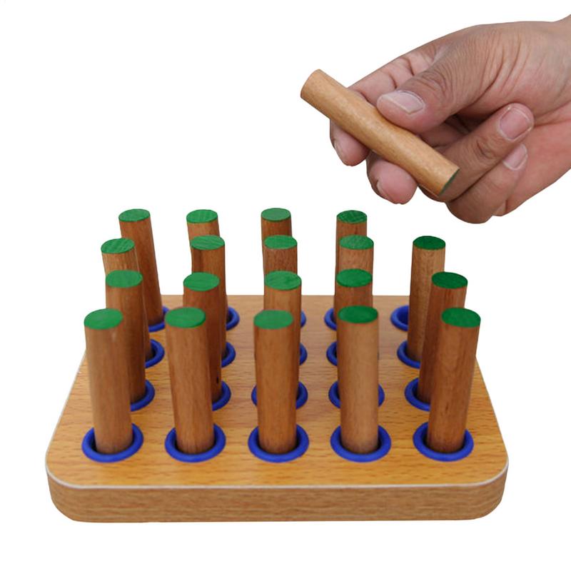 Lochplattensystem für Fingerübungen Handrehabilitation Holz-Lochplatte Hand-Auge-Koordinationstraining Handübungsplatte für Feinmotorik
