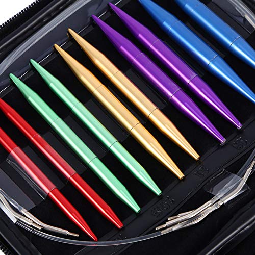 27-Piece Set of Circular Knitting Needles, Knitting Needles, Aluminum Knitting Needles, Rust-Resistant, Craft Supplies, with PU Bag
