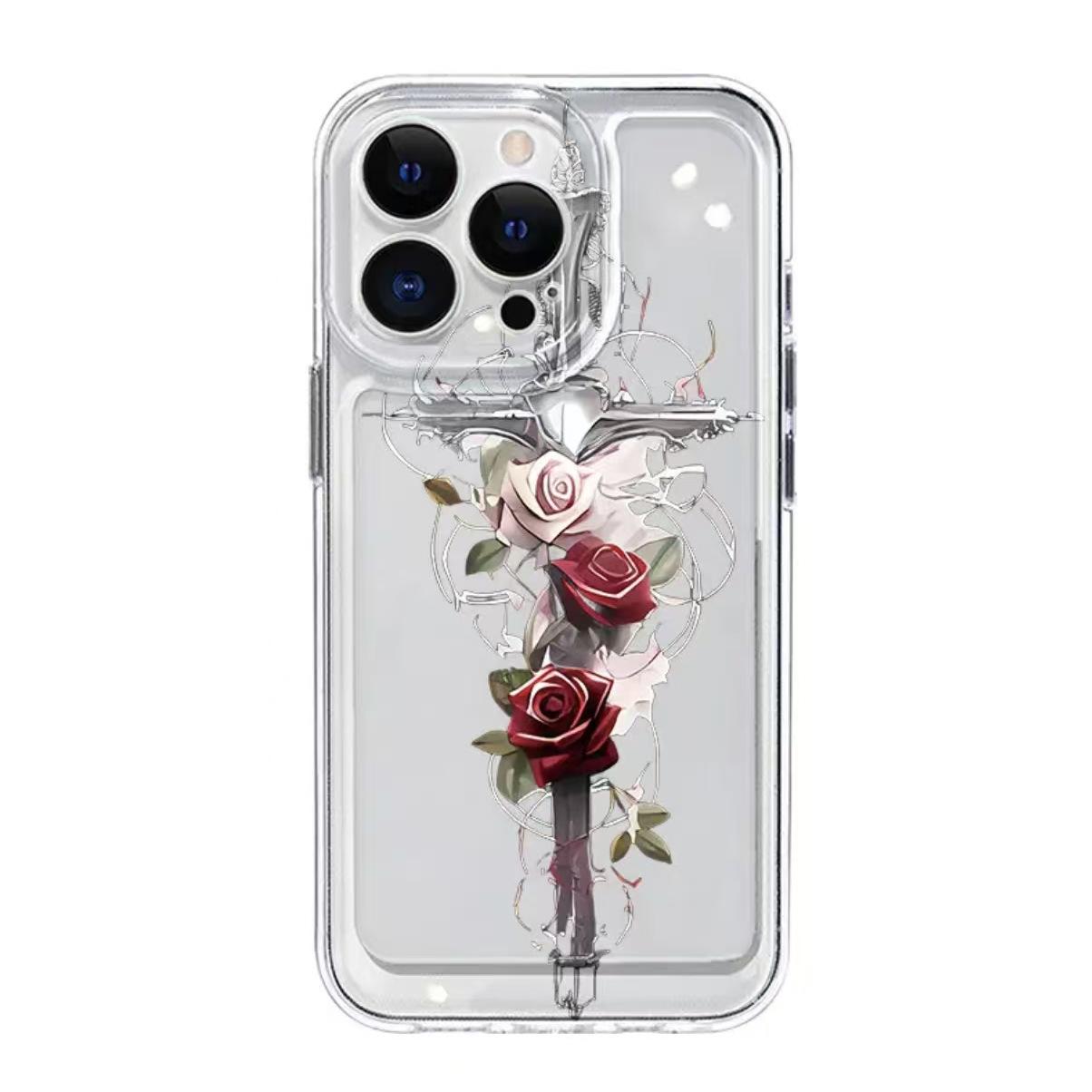 

Rose Cross Anti-Fall Phone Case for iPhone 15/16/17/17Pro/17Pro Max iPhone 7 Plus