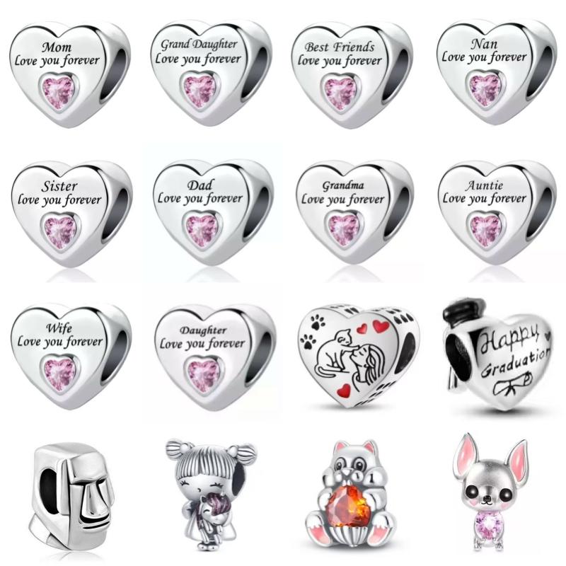 New New Dinosaur Pendant Heart Love You Forever Light In Dark Copper Plated Bead Fit Original Bracelet Women Diy