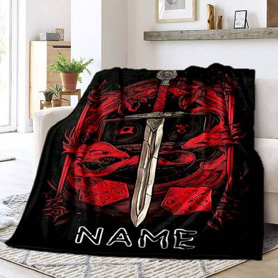 Sword Customize Your Name Blanket Used For Chair Office Sofa Bed Camping Soft And Warm Giving Friends And Relatives Birthday Graduation Gift