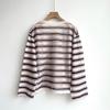 ED Women's Retro Casual Cotton-Linen Knit Cover-up T-Shirt with Contrast Stripe and Drawstring Hem