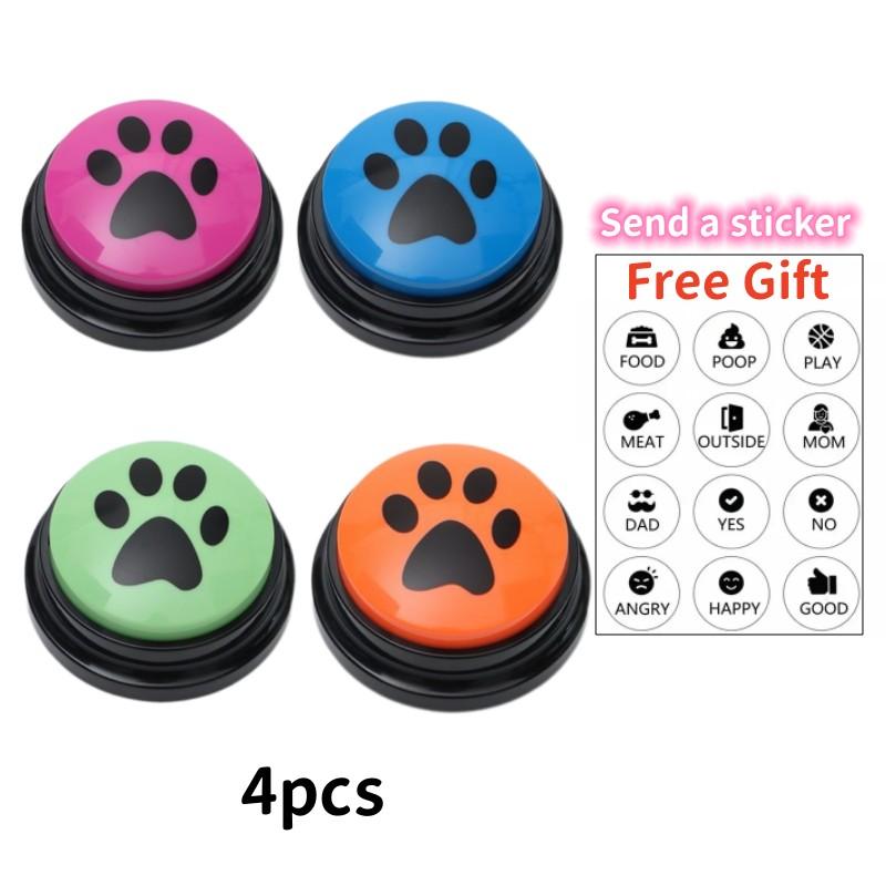 

4/8/10pcs Dog Training Button Recordable Pet Communication Dog Toys Dog Talking Button Cute Claw Print Pattern Dog Accessories