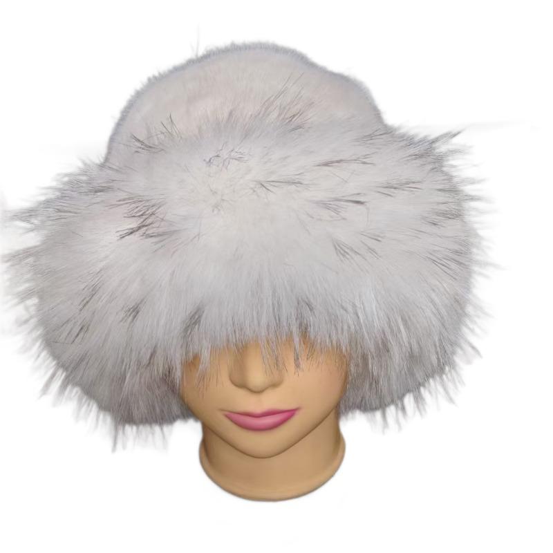 Faux Fox Fur Warm and Fashionable Fishing Mongolian Hat That Makes Your Face Look Smaller. Fur Hat Made of Leather.