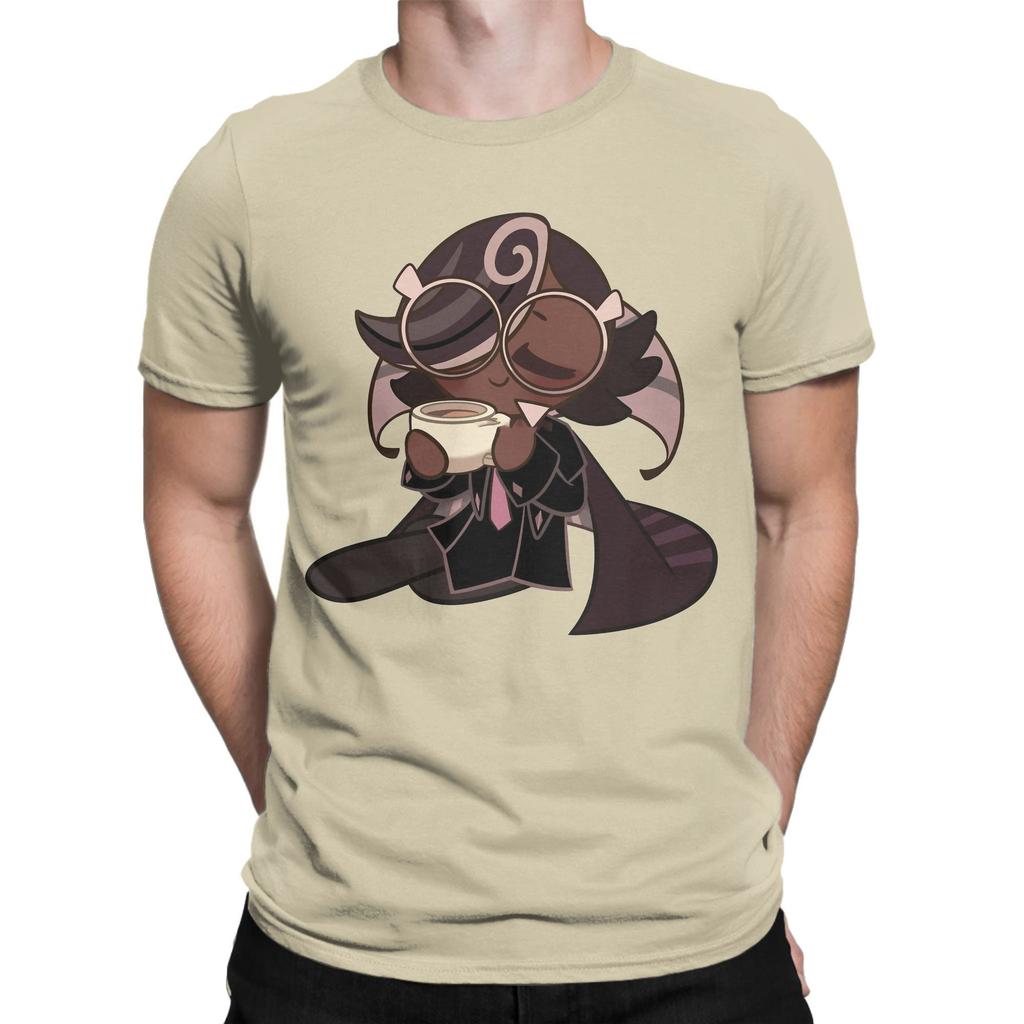 Coffee Break with Espresso T-Shirt Men's Cotton Top Tee Vintage Cookie Run Kingdom Round Neck Short Sleeve