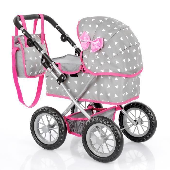 Kinderplay Poussette Poupee, Poussette Jouet - Poussette Landeau Bebe Pour Poupée, Gondola, Poignée Hauteur Entre 33 Et 63, KP0261S