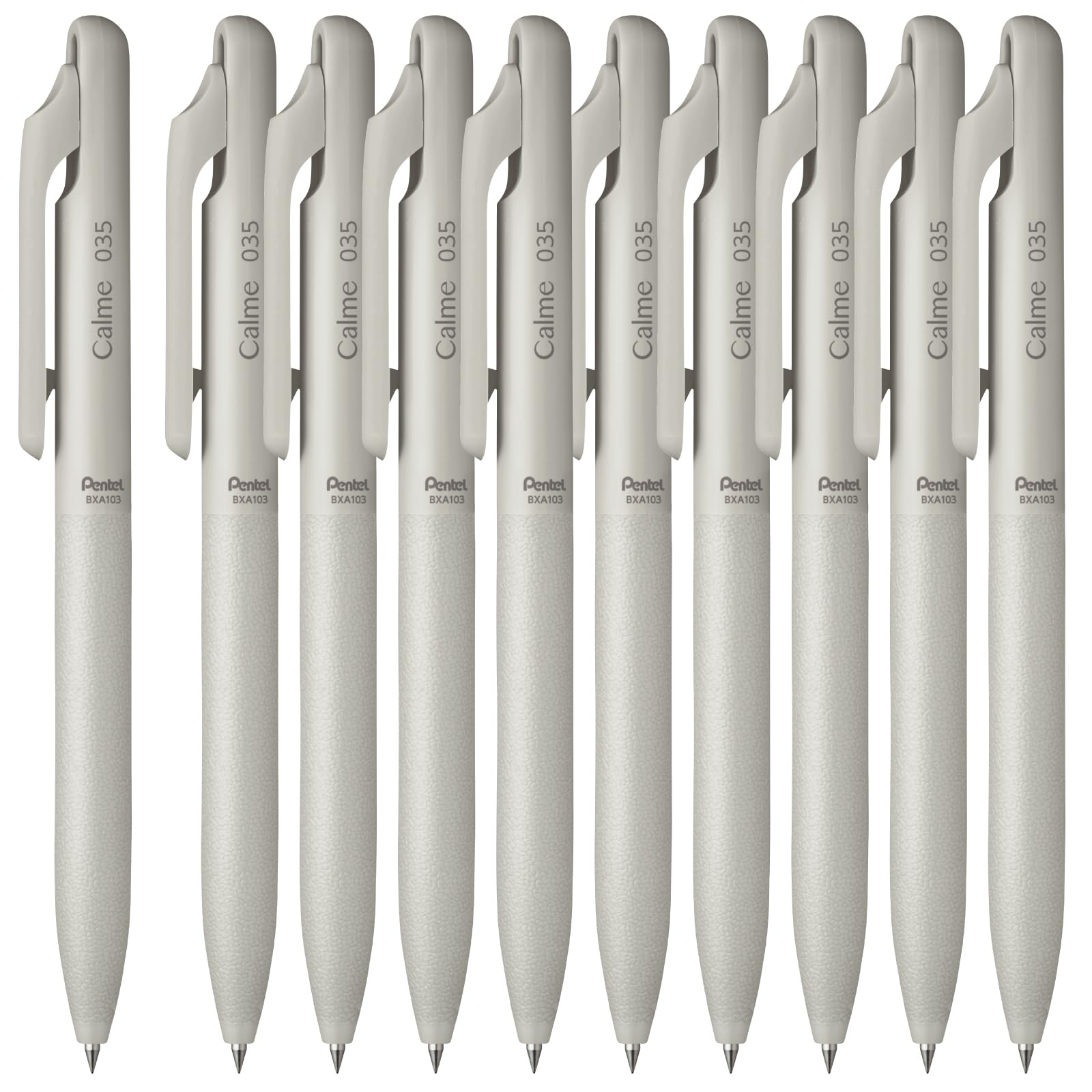 Pentel Calme Ballpoint Oil-Based Pen, 0.35mm, Gray, 10-Pack BXA103N-A (10) серый