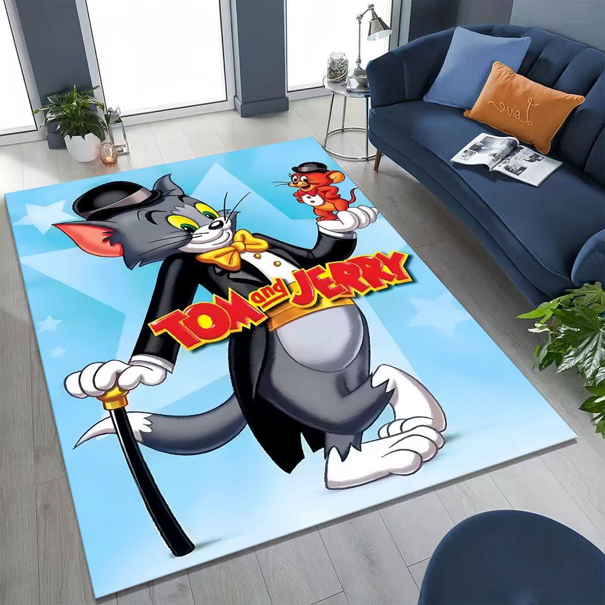 

3D T-tom and Jerry Cat Mouse Cartoon Art Carpet Rug for Bedroom Living Room Sofa Home Doormat Decor,Large Kid Non-slip Floor Mat 60x90cm( 23x35in )