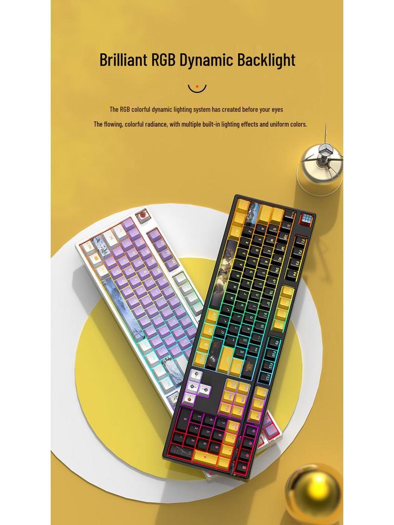 Three-Mode Wireless Bluetooth Mechanical Keyboard with Blue, Black, Red, and Silent Switches - Gaming and Office Use