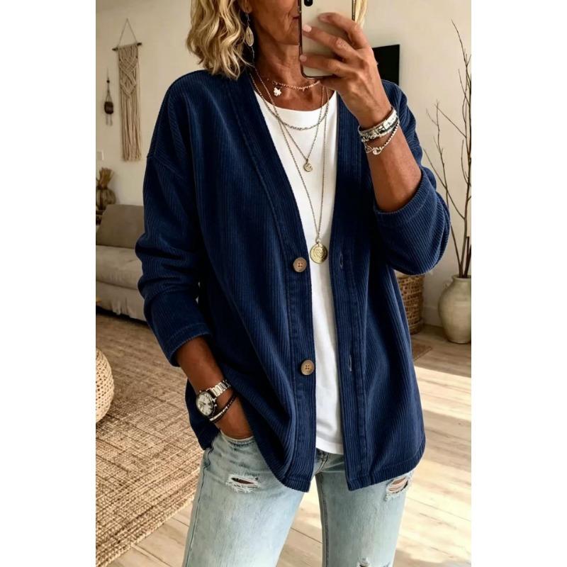 Women S Long Sleeve Solid Button Cardigan Casual Outerwear