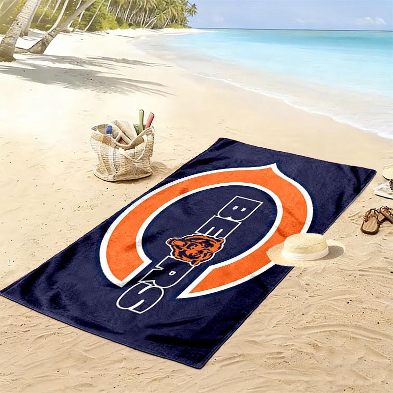 Chicago Bears Print Beach Towel, Large Soft Quick Dry Towel for Beach Camping Swimming